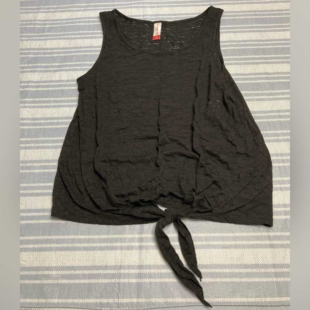 💛TODAY***$10***NWT No Boundaries sheer black top with tie bottom.